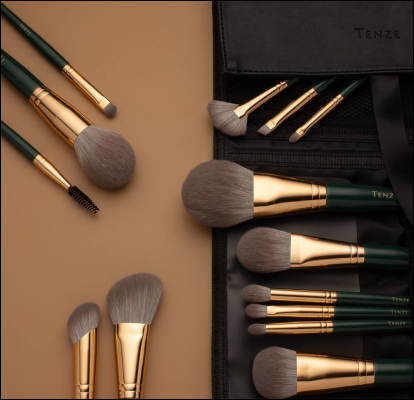 Повний набір Emerald Collection на 14 пензлів з чохлом TENZE
