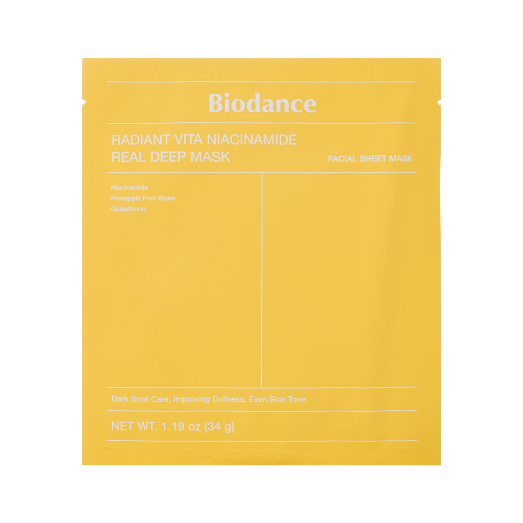 Маска гідрогелева з вітамінним комплексом Biodance Radiant Vita Niacinamide Real Deep Mask 