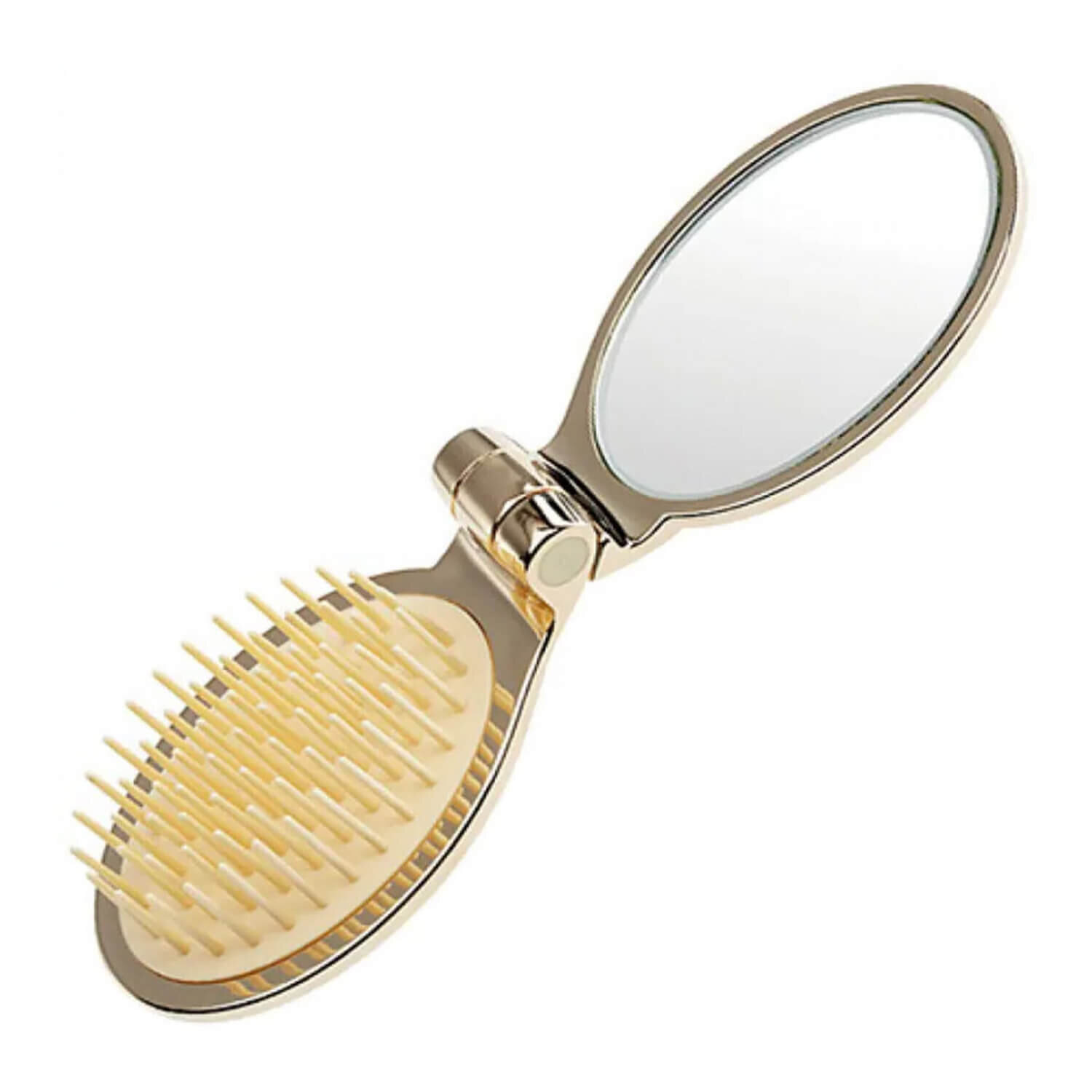 Золота складна щітка з дзеркалом Janeke Folding Hair-Brush With Mirror Golden