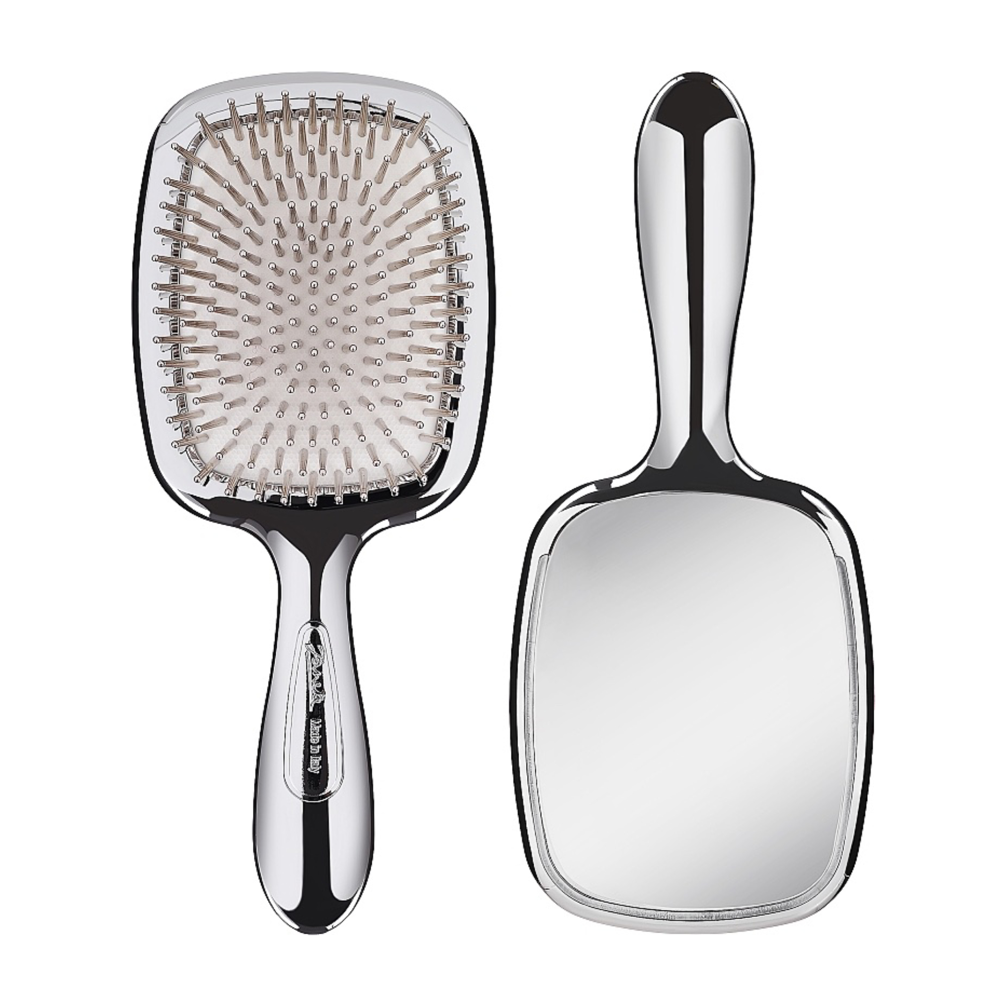 Janeke Hairbrush With Mirror Silver Щётка для волос с зеркалом срібло