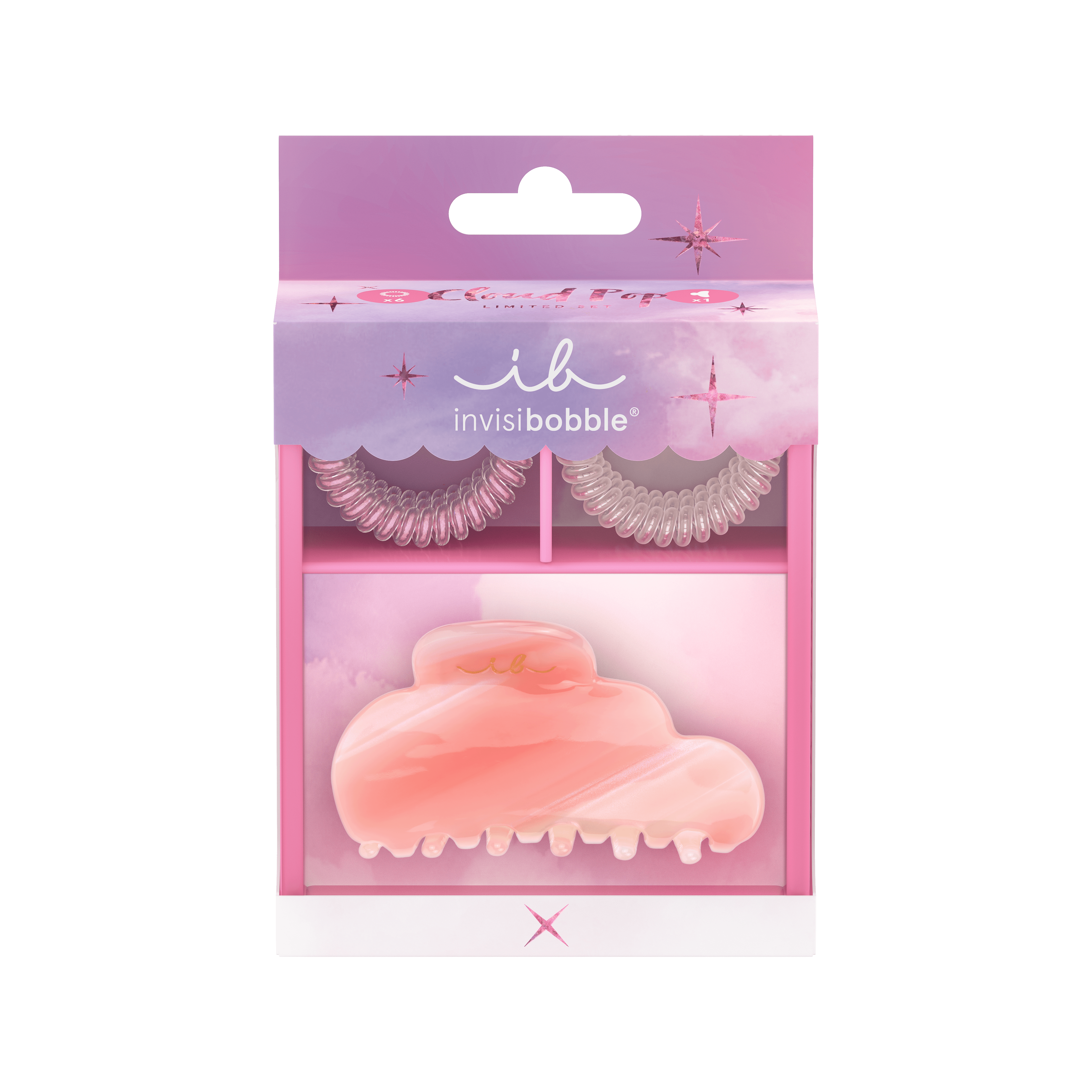 Подарунковий набір (6 резинок Slim та 1 заколка Claw) invisibobble Set Cloudpop	