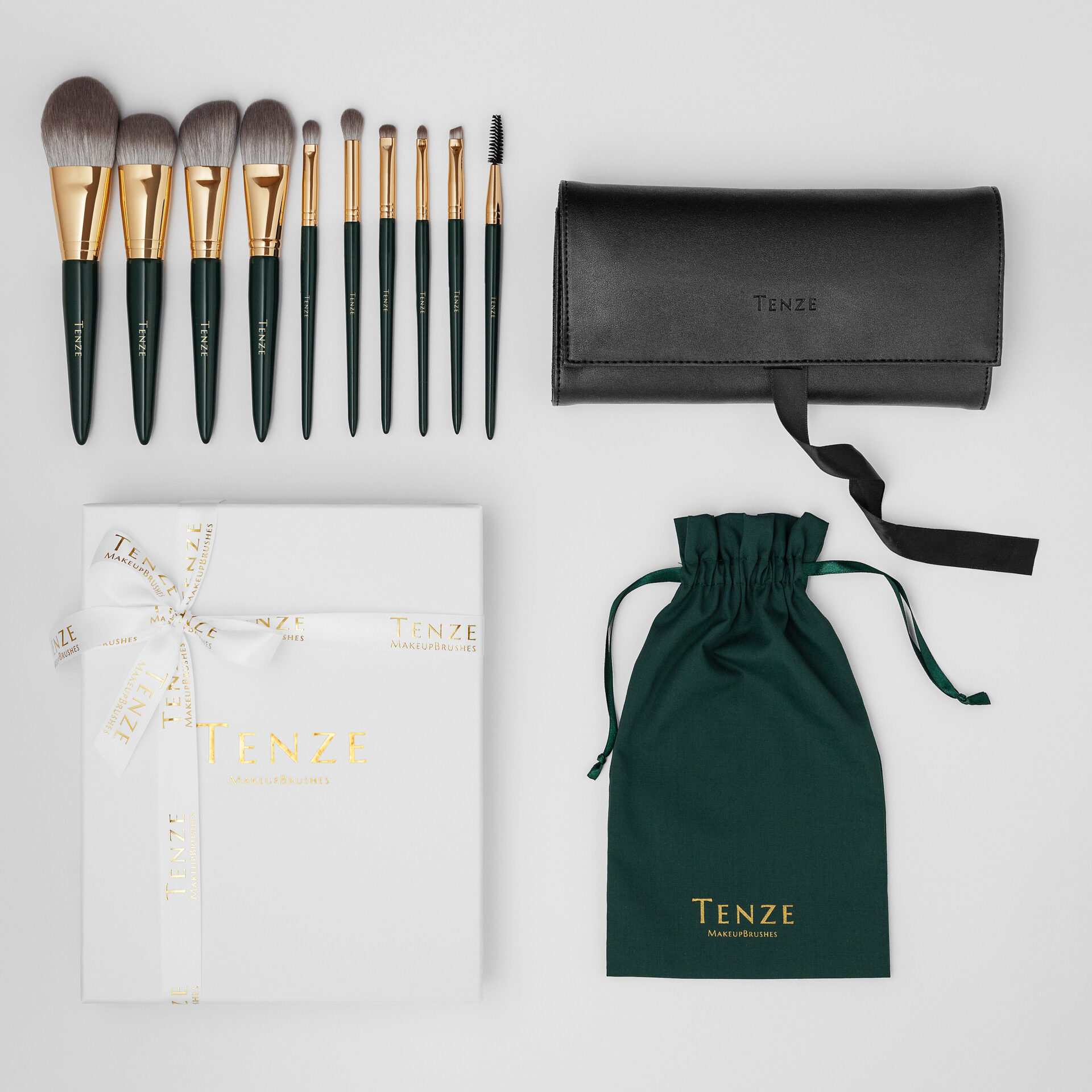 Набір Emerald Collection “Basic+” на 10 пензлів з чохлом TENZE