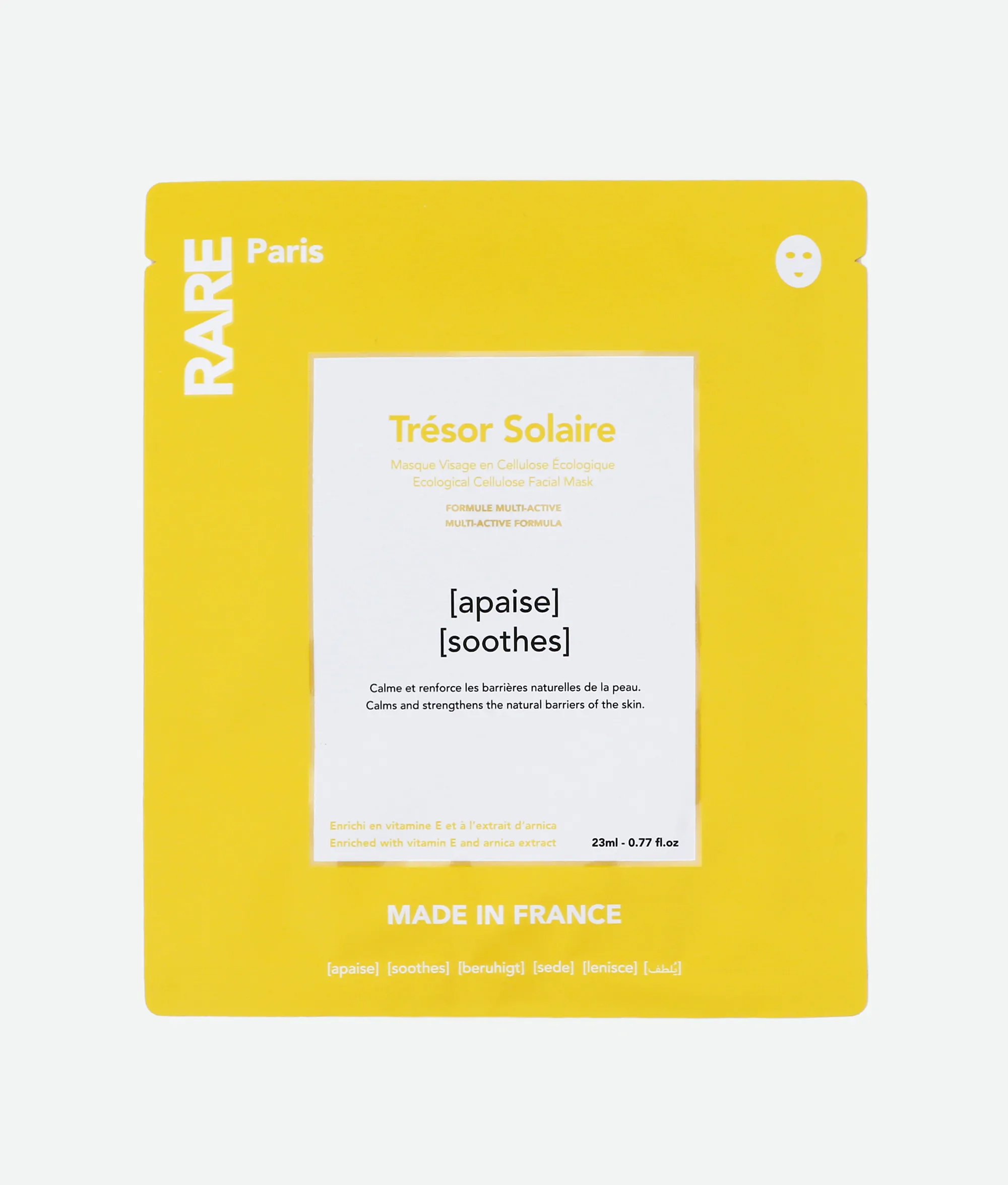 Заспокійлива маска для обличчя RARE Paris Trésor Solaire з вітаміном Е та екстрактом арніки
