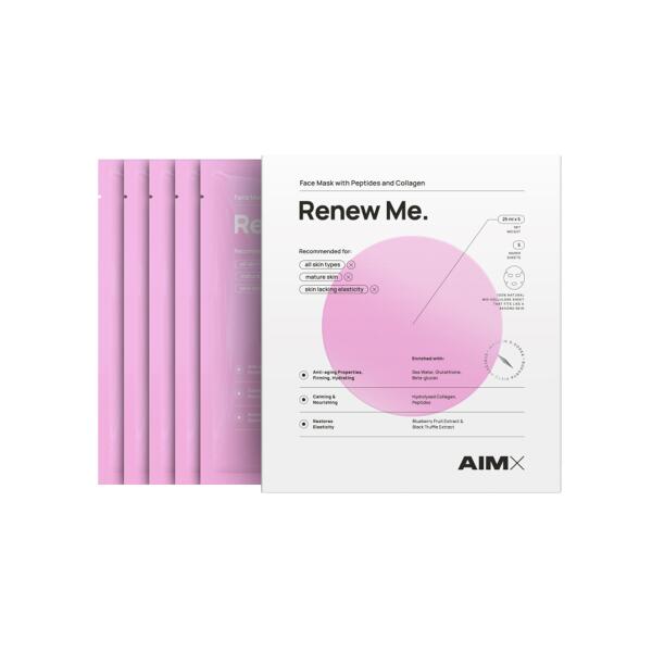 Набір масок-оновлення для обличчя, 5шт AIMX Renew Me Face Mask With Peptides And Collagen